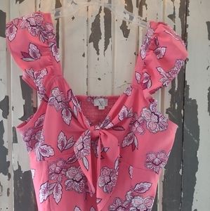 LOFT,  Size 10, 100% Polyester Floral Tie Front, NWT, retail $54.99